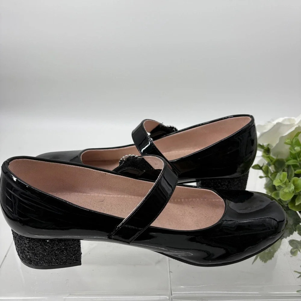 Kelly & Katie Bethany Mary Jane Rhinestone Embellished Patent Pump Black 6 Youth